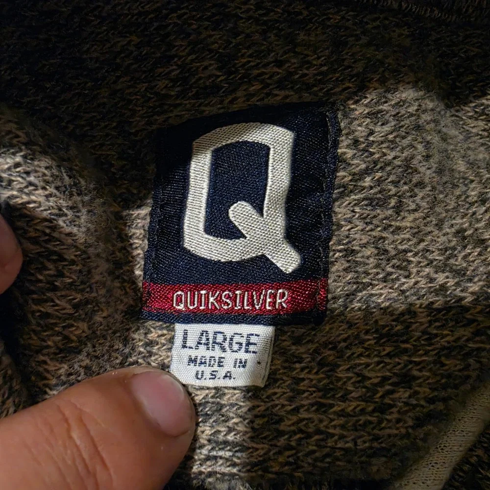 Vintage Quiksilver Mens Large Knit Shirt Jacket Brown Made in USA Kenwood 90s